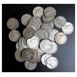 1930-1945 Mixed Mercury Dimes (50)