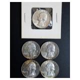 1960-P,-D, 1961-D Washington Quarters (5) UNC