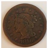 1846 Large Cent - Braided Hair Liberty Head VF20
