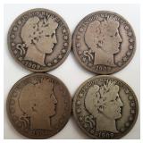 1909-P,-S Barber Half-Dollars (4)