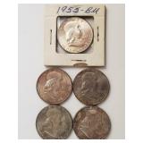 1955, 1960 Franklin Half Dollar UNC