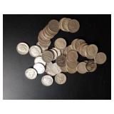 1946-1964 Mixed Roosevelt Dimes, 90% Silver (50)