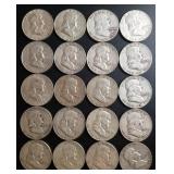 1948-1963 Mixed Franklin Half Dollars (20)