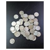 1946-1964 Mixed Roosevelt Dimes, 90% Silver (50)