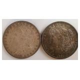 1884-O, 1889-P Morgan Dollars, 90% Silver AU50