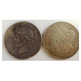 1921-D, 1922-S Morgan & Peace Dollars, 90% Silver
