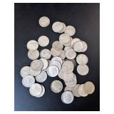 1946-1964 Mixed Roosevelt Dimes, 90% Silver (50)