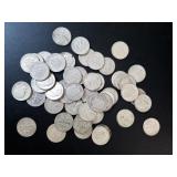 1946-1964 Mixed Roosevelt Dimes, 90% Silver (50)