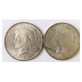 1922-P Peace Dollar, 90% Silver (2) AU50