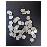 1946-1964 Mixed Roosevelt Dimes, 90% Silver (50)