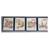 Antique Set of Crewel Work on Linen (4)