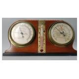 Vintage Mahogany 3 Gauge Weather Station