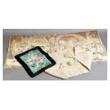 Vtg. Silk Tapestry, Tavern Wall Tapestry & Case