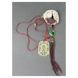 Vintage Carved Jade Necklace & Coin Tassel