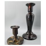Glazed Marble Candlestick Holders (2)