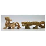 Vintage Hand Carved Soapstone Dragons (2)