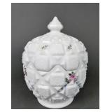 Westmoreland Milk Glass Quilt Pattern Candy Dish