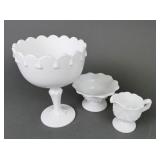 Milk Glass Compote Planter, Creamer, Candy Dish