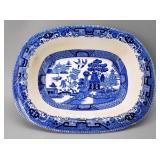 Buffalo Pottery Blue Willow Rectangle Serving Bowl