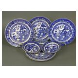 Buffalo Blue Willow Lunch Plates, Berry Bowls (7)
