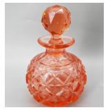 Vintage Pink Diamond Cut Glass Perfume Bottle