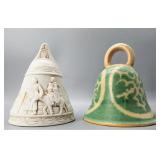 Holy Family and Holly Leaves Ceramic Bells
