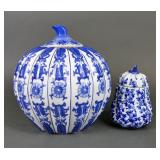 Cobalt Blue & White Pumpkin Ginger Jars