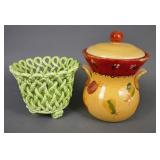 Italian Style Canister Jar, Woven Lattice Planter