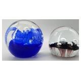 Vtg. Controlled Bubble Art Glass Paperweights (2)