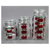 Glass Apple Canisters (3)