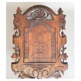 Antique Carved Walnut Locking Wall Cabinet