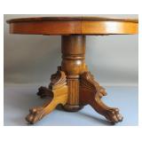Antique Oak Claw Feet Round Dining Table