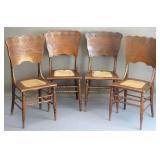 Antique Quarter-Sawn Oak Dining Chairs (4)