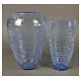 Blue Crackle Glass Vases