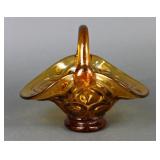 L.E. Smith  Amber Glass Basket "Moon & Stars"