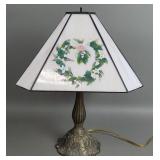 Hand Painted Stained Glass Style Brass Lily Lamp