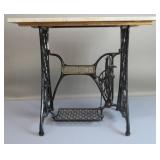 Antique Marble Topped Singer Wrought Iron Stand
