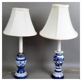 Blue & White Porcelain Vase Lamps (2)