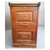 Dark Stain Oak Two Drawer File Cabinet