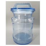 MCM Blue Heavy Glass Milk Can Canister