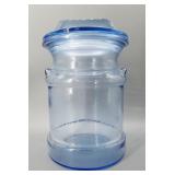 MCM Blue Heavy Glass Milk Can Canister