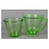 Green Depression Glass Measuring Cup and Jar