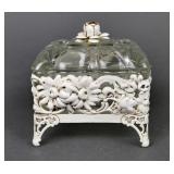 Glass Floral Metal Design Jewelry Box