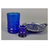 Cobalt Blue Shot Glass, Tumbler, Painted Dish