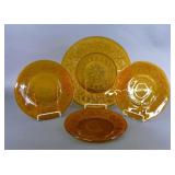 Tiara Golden Amber Sandwich Glass Plates