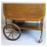 Vintage Walnut Drop Leaf Tea Cart