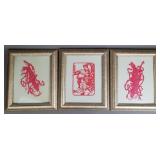 Vintage Chinese Folk Art Paper Cut, Framed (3)
