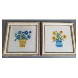 Vintage Framed Crewel Work on Linen (2)