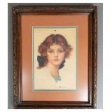Antique Framed "The Prudential Girl" Calendar