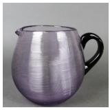 Art Glass Purple Threaded Pitcher
